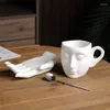 Mugs Electroplated Ceramic Abstract Art Face Coffee Cup Hand Cups Saucers Milk Tea Couple Water Mug