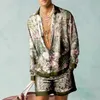 Camisa de padrões botânicos Conjuntos de camisa 3D Men Men Cirtas de moda casual shorts de praia de superfície de rua de rua havaiana de roupas havaianas 240409