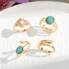 Alloy Inlaid Color Retaining Ring, Artistic Style, Fashionable and Minimalist Ring Combination, 4-piece Set