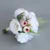 Decorative Flowers 91AD Vintage Artificial Peony Handmade Bride Holding Bridal Hand Bouquet For Wedding Party Home Decoration Gift