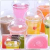 Disposable Cups Straws Drink Juice Cup Lid Design Plastic Clear Milk Packing Beverage Package Multi-function