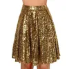 Skirts Women's High Waist Pleated Gold Sequin Mini Skirt Loose Party Shiny Miniskirt Night Club Dance Short For Women