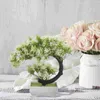 Flores decorativas Plantas artificiais para decoração de casa árvore de plástico de plástico de plástico interna Faux Pot Potep em vaso