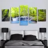 5 Pieces Waterfall View Landscape Pictures Canvas Painting Wall Art Nature Lake Forest Poster and Prints for Living Room Decor