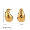 Boucles d'oreilles Stud Fashion Chunky 18K Gold plaqued Drop Punk en acier inoxydable Hollow imperméable Bijoux hypoallergénique