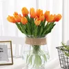 Fleurs décoratives 5pc mini simulation de simulation fleurie décoration maison bouquet floral orange têtes artificielles