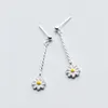 Kolczyki Dangle Mloveacc Authentic 925 Sterling Silver Stackable Daisy Floral Drop Flower Women K inkudzie na imprezę Prezent biżuterii