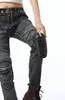 Kvinnors jeans Motorcykel Kvinnlig ryttare Retro Split Protective Gear Riding Pants Racing Anti-Fall Slim-Fit Breattable