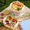 Dîne à une salle de manche Boîte à bento pour enfants avec fourchette et à cuillère Conteneurs de déjeuner mignons accessoires de camping sandwich pour adultes hommes femmes