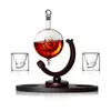 Creative Skull Glass Whisky Decanter Set 80 ml Mug och 850 Ml Vodka Globe With Wood Rack Home Bar Kit Gift 240415