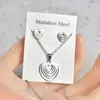 30Set/Los Trendy Edelstahl Silber Farbe Liebe Herz Anhänger Kette Halskette Ohrring für Frauen Mode Schmuck Set 240410