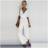 Kvinnor Jumpsuits Rompers Style Cross midja Deep V Drop Delivery Apparel Clothing Dhhia