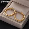 Boucles d'oreilles cerceaux Dieyuro 316L Twiste géométrique en acier inoxydable pour les femmes designer Rustproof Trend Girls Party Bijoux en gros