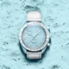 Пара смотрит на биокерамические Moonswatch Quarz Chronograph Mens Watch Mission to Mercury Nylon Luxury Watch James Montre de Luxe Limited Edition Mens Luxurys Watches