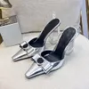 Designer Sandaal Women Hoge Heels Slippers Medusa Bow Square Heels 10cm Sandaal Luxe leerschoenen Square teen Top Kwaliteit Slipper Lady Bow Back-Empty Sandalen