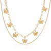 New Jewelry Simple and Exquisite Metal Multi Layered Butterfly Necklace Lobster Button Chain
