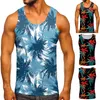 Tanque de tanque de impressão de palmeira Tampa para homens com 3D sem mangas camiseta de praia Padrões de cânhamo Tops Vest Hawaii Colorful Beachwear Camisa solta 240415