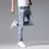 Men's Jeans designer Spring high-end light blue jeans men's trendy straight leg pants long pants spring autumn summer