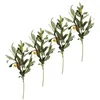 Fleurs décoratives 4 PCS Décor de maison Fausse verdure olive tiges artificielles arbre accessoire de branches en plastique