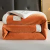 Blankets MIDSUM Solid Color Throw Double Sided Suede Quilt Fluffy Winter Warm Nap Thick Stripe Blanket Nordic Style Home Textile