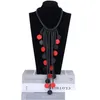 Hangende kettingen yd ydbz zomer mode rood zwart hout gotisch rubberen ketting handgemaakte tassel volkskostuum eenvoudige trui ketting juweel dhjc3