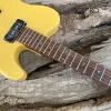 Chitarra acepro crema giallo colore elettrico chitarra nera p90 pickups macero arrosto abalone punti intarsio hardware