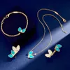 France Fance Famou Brand Fahion Bijoux Set Lady Femmes Sweet Diamond Turquoie Van Gol