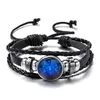 Other Bracelets 12 Constellation Zodiac Sign Charm Luminous Bracelets Men Women Vintage Multilayer Wrap Leather Bracelet Bangle Birthday GiftL240415