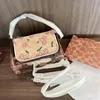 2024 Fashion Bag Bag Female New Pink Love Mahjong Pvc Coated Old Flower Single Shoulder Underarm bag