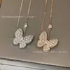 Designer VAN Full Diamond Fritillaria 3D Butterfly Necklace Female clavicle Chain Small and Luxury Temperament Internet Celebrity Instagram Live Broadcast