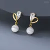 Boucles d'oreilles étalon luxueuse exquise Opal Drop pour les femmes Fashion Fashion Sweet Zircon Coeur Forme Piercing Party Girls Bijoux Gift