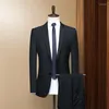 Costume de costume pour hommes ensemble de couleur unie solide mince 2 pièces en forme de robe formelle manteau de mariage professionnel avec pantalon