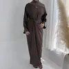 Abbigliamento etnico Eid 2 pezzi sotto abito Abaya con gonna anteriore avvolgente set arabo Nida abiti lunghi per donne musulmane Dubai Islamica