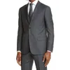 Costumes masculins gris foncé élégant hommes simples poitrine 2 bouton notch tenues de revers ensemble de soirée de fête en soirée pantalon slim fit blazer