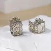 الأقراط في المقاطع S925 Sterling Silver Charms Clips for Women Fashion Contraving Flowers Flowers Zircon ear-studs