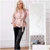 Abbigliamento da donna sleep hiloc a maniche lunghe set di veste di raso con antelle pantaloni neri set di pigiama sciolto da donna abito da donna per la seta a casa 20211 dhpbb