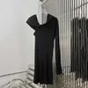 Lässige Kleider Frauen Asymmetrische Langarm Mini Kleid verdrehte Dekoration sexy Peplum Mode Herbst und Winter Y2K 2024