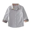 Preppy style kids designer clothes baby boy Clothing spring long sleeve Pure cotton plaid shirt