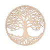 Decorative Figurines Tree Of Life Wooden Wall Art Decor Hanging Wood Crafts Hollow Ornament Yoga Meditation Craft Home Living Room