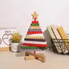 Decorative Figurines Unique Christmas Tree Ornament Rotating Wooden Building Blocks Festive Desktop Ornaments For Home Decor Holiday