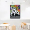 Banksy Abstract Wall Art Graffiti 팝 아트 캔버스 유화 유화 소년 및 소녀 키스 포스터 포스터 프린트 거실 침실 장식을위한 거리 예술 벽 사진