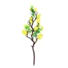 Dekorativa blommor 2024 påskdekoration ägg träd konstgjorda växtgrenar målade fågelgröna blad simulering buketter diy ornament