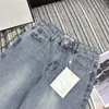 Women's Jeans designer 24 Spring New Nanyou Cha Contrast Embroidery with Broken Holes and Washed Water Colors Simple Versatile Denim Straight Style VKRU