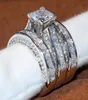Maat 512 Top Sparkling Luxury Sieraden 925 Sterling Silver Wedding Ring Princess Cut 3 In 1 White Topaz CZ Diamond Women Band Ring8804765