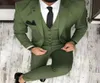 Olivgröna mensdräkter för brudgummen tuxedos 2020 notched lapel smal fit blazer tre bit jacka byxor väst man skräddarsydd kläder4533482