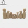 52pcs hölzerne Peg Puppen Ahorn unbemalte Kinder Geburtstagsgeschenke handgefertigt unvollendete Hochzeiten Kuchen -Dekor Zahnen Spielzeug Set 240407