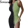Casual Dresses Sexy Tank Bodycon Dress Ladies Contrasting Color LOVE Letter Print Webbing Vest Slim Fit Covered Hip Vestidos