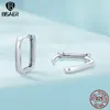 Boucles d'oreilles de cerceau Bisaer 925 en argent sterling en forme de carré pour la femme boucles de géométrie simple