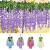 الزهور الزخرفية wi-steria الاصطناعية 12piece Party Purple Rattan Fake Plant Vine Hangin Garland Decor