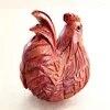Decorative Figurines Q4883 - 2" Hand Carved Boxwood Netsuke Rooster Cock